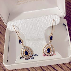 Drop earrings!! Sapphire and diamond